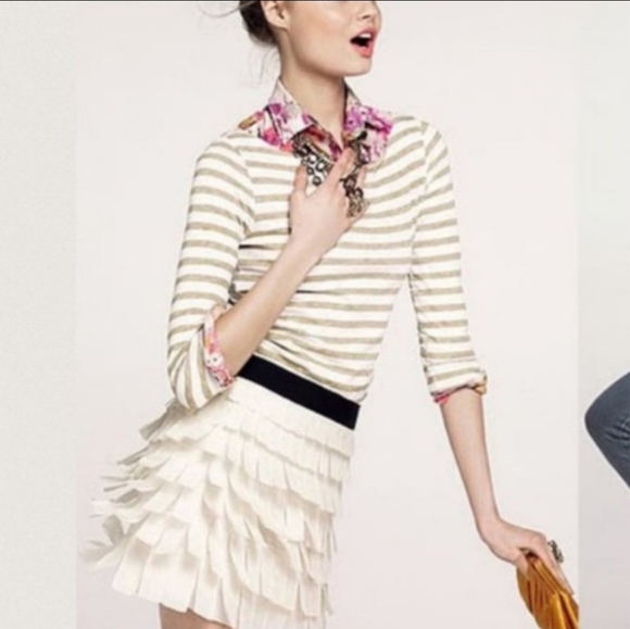 J. Crew Dresses & Skirts - J. Crew Tiered Silk Brique Fringe Mini Skirt 6